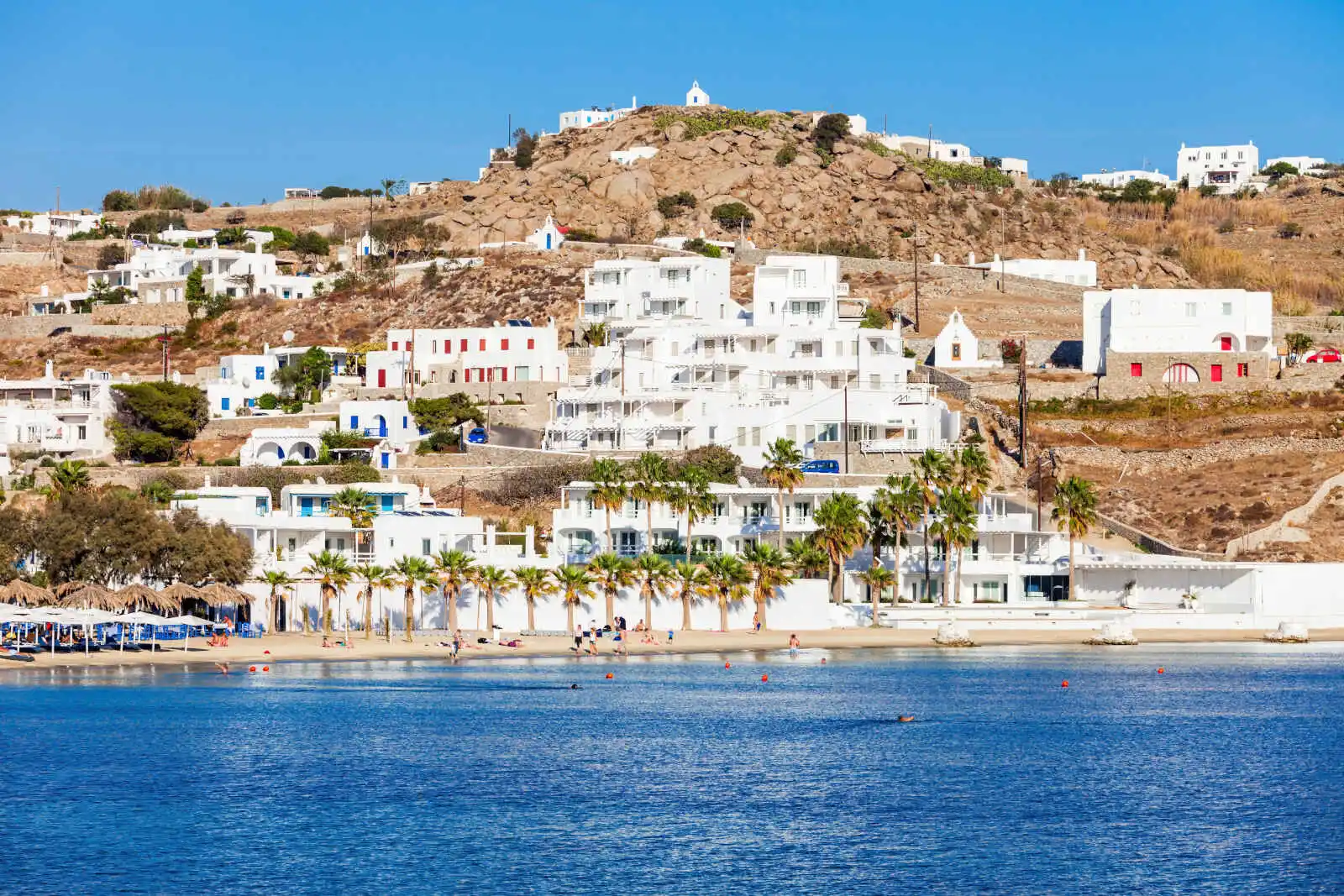 Plage d'Ornos, Mykonos, Cyclades, Grèce