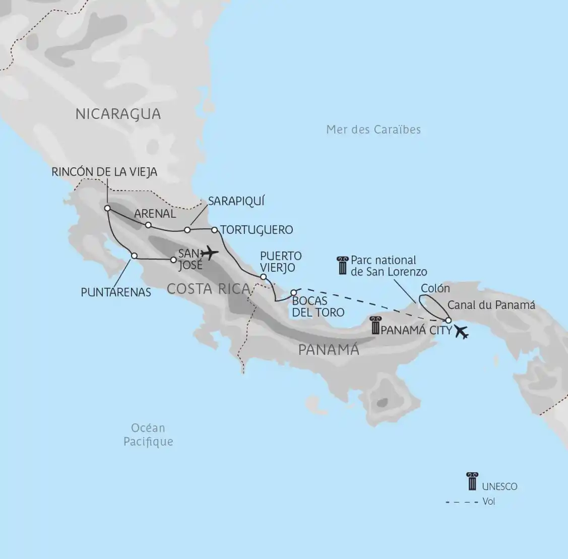 Carte Tropiques centraméricains