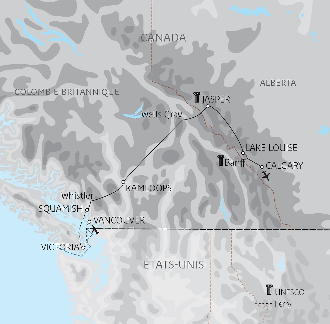 Carte Balade dans les Rocheuses canadiennes