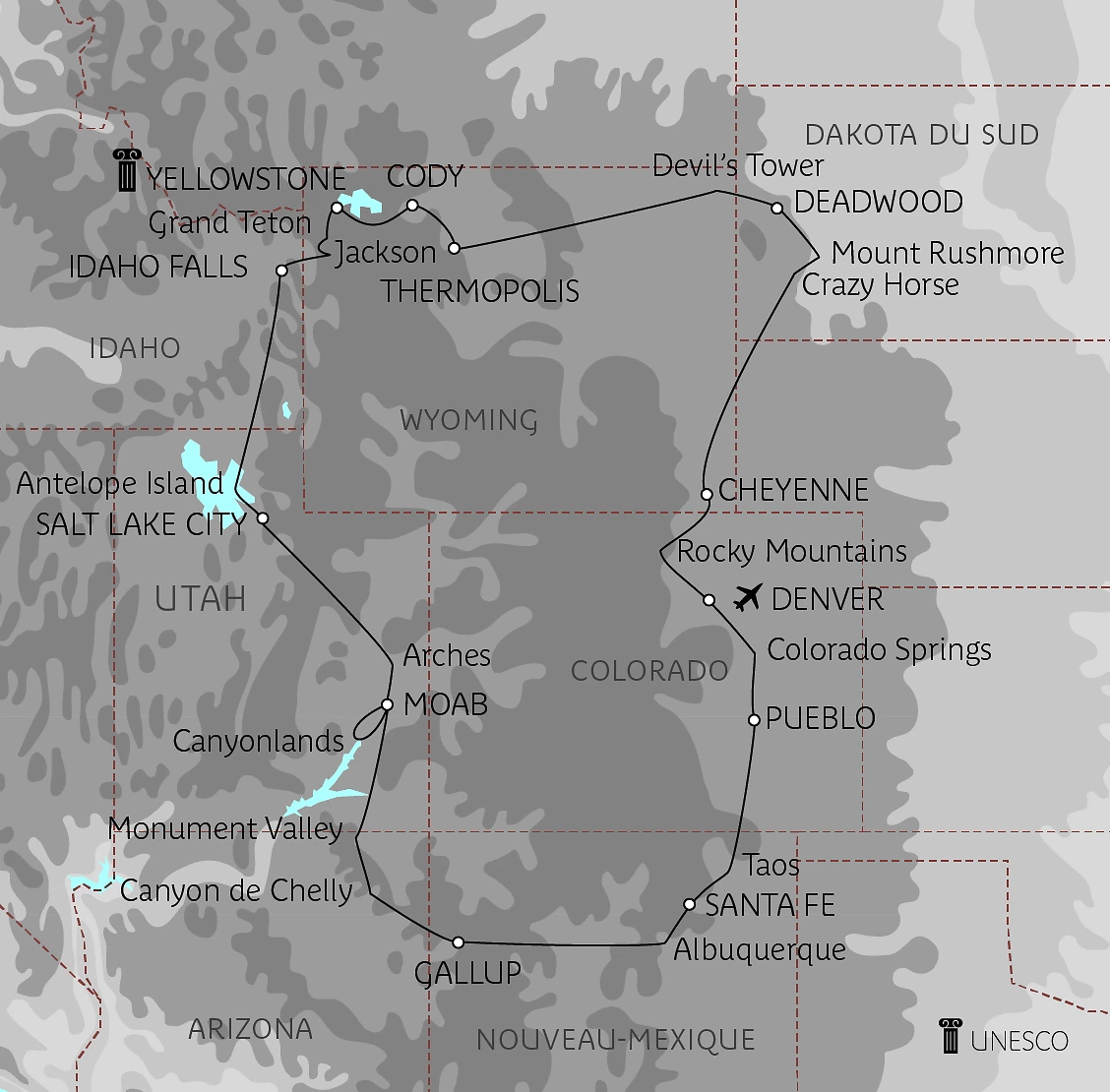Carte Grand tour des Rocheuses