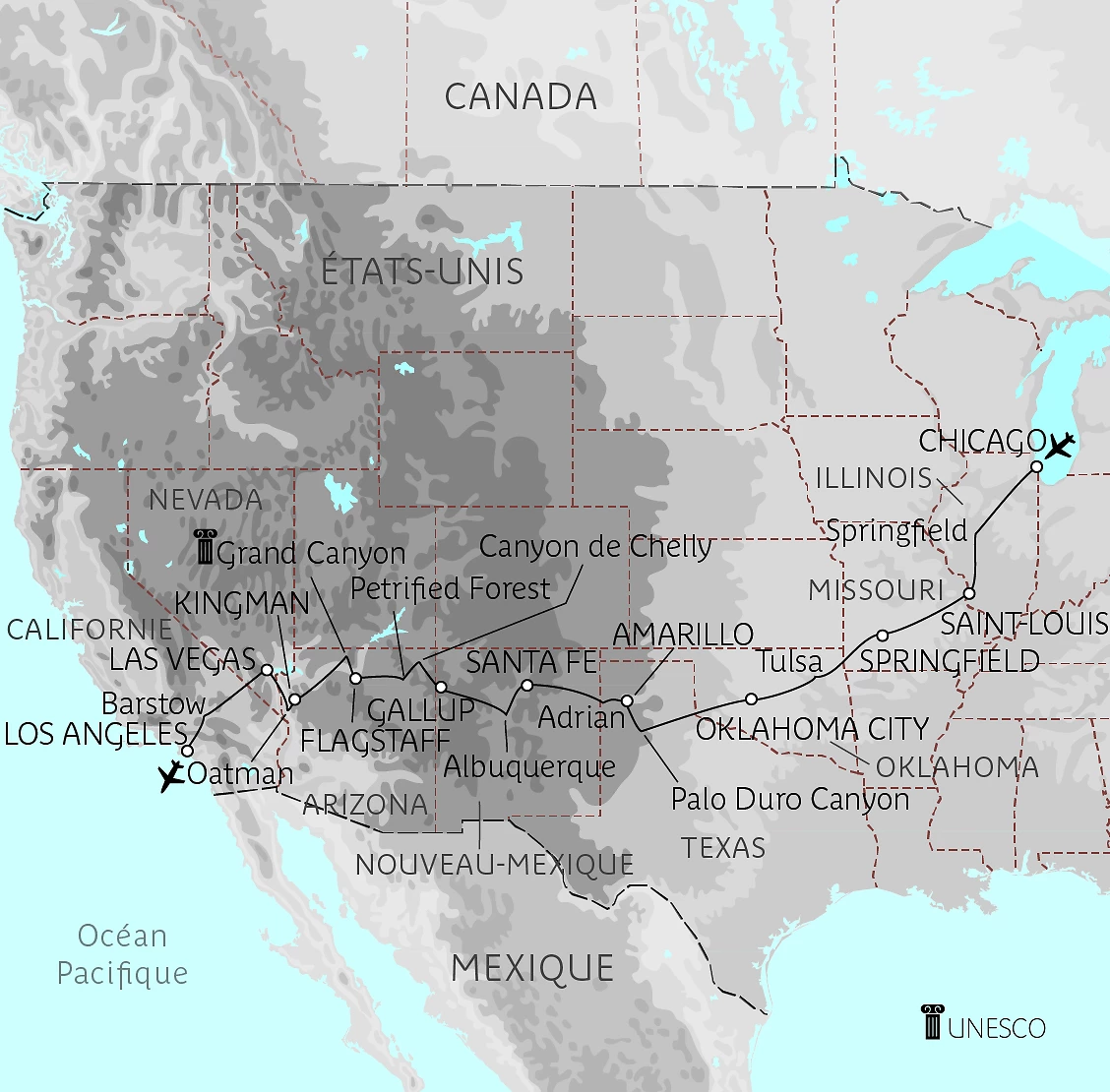Carte Centenaire de la Route 66