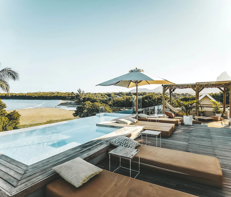 Terrasse roof top, hôtel Veranda Tamarin, Ile Maurice