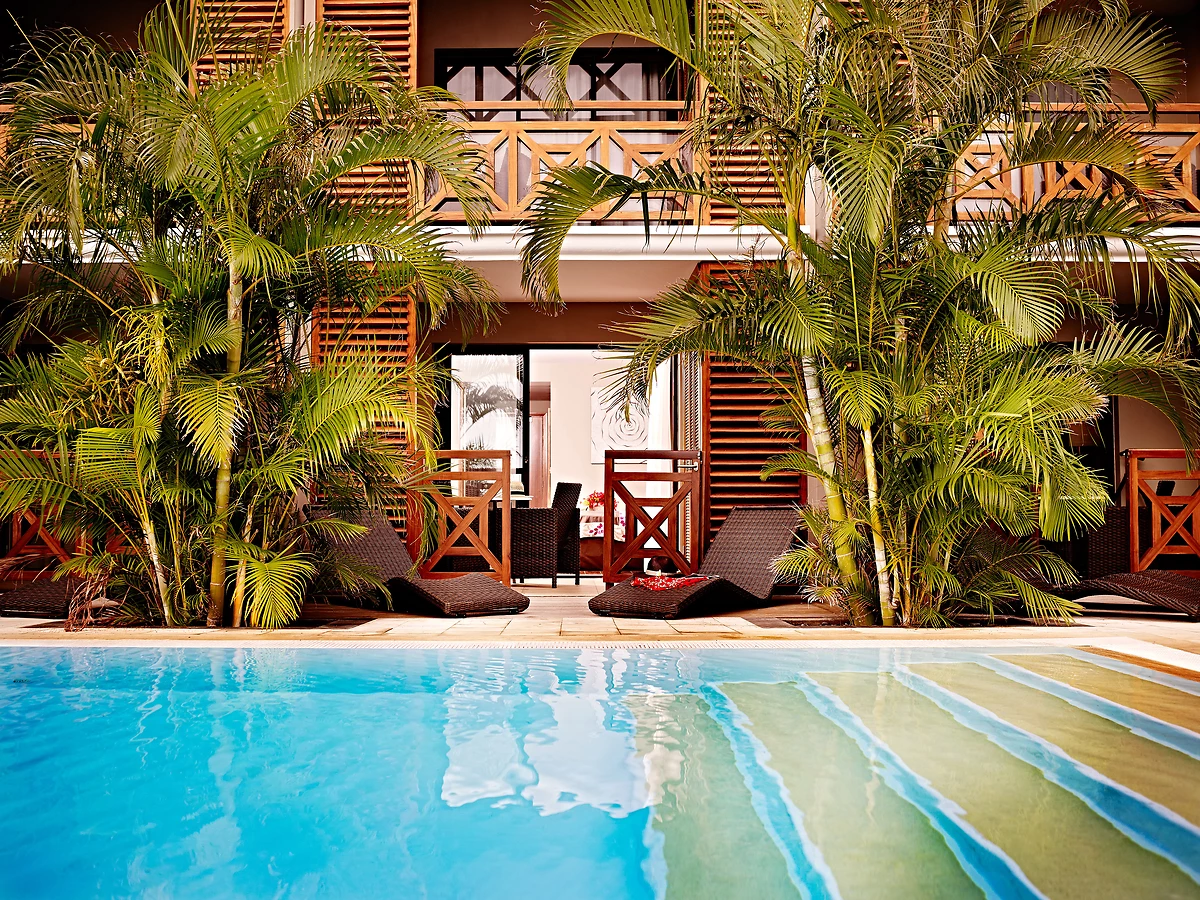 Piscine des chambres Guétali, hôtel Iloha Seaview Hotel, Saint-Leu, La Réunion