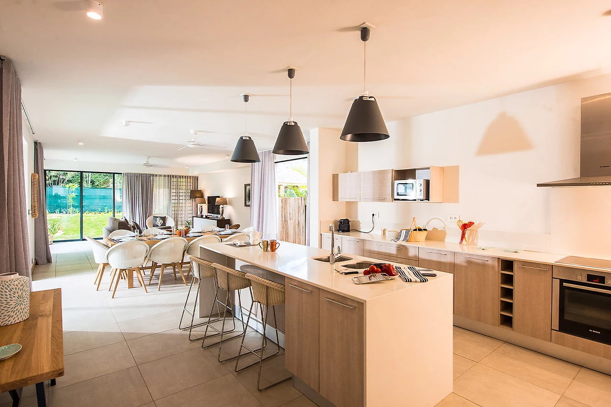 Villa prestige, Cuisine et salon, Marguery Villas, Île Maurice