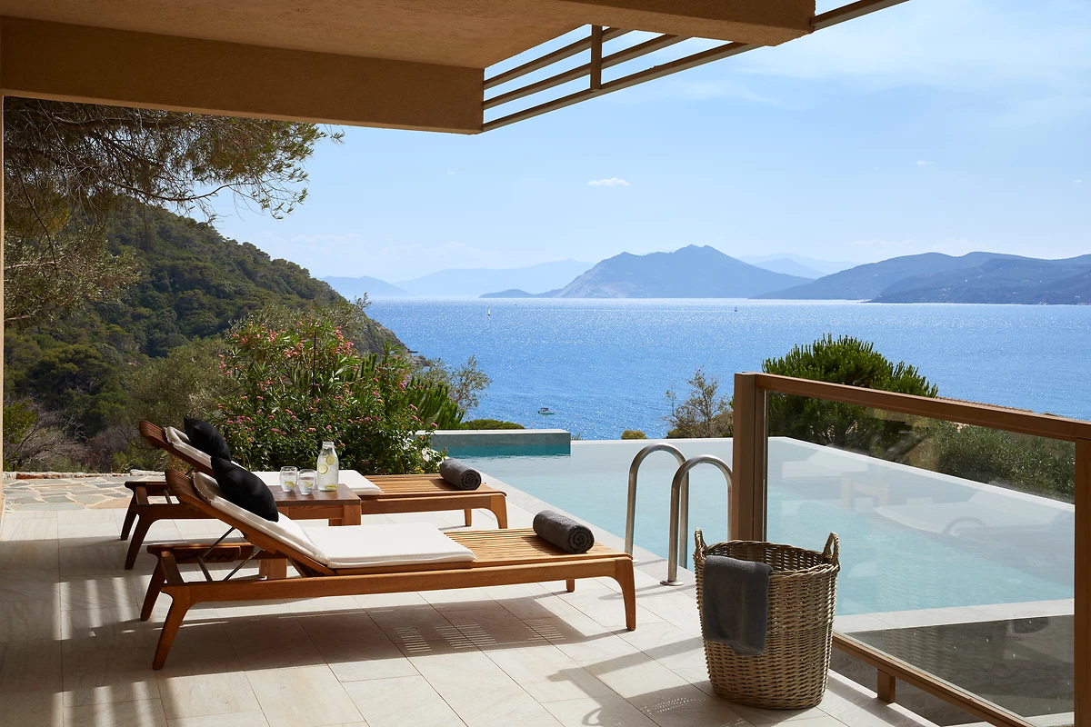 Terrasse et piscine privée, hôtel ELIVI Skiathos