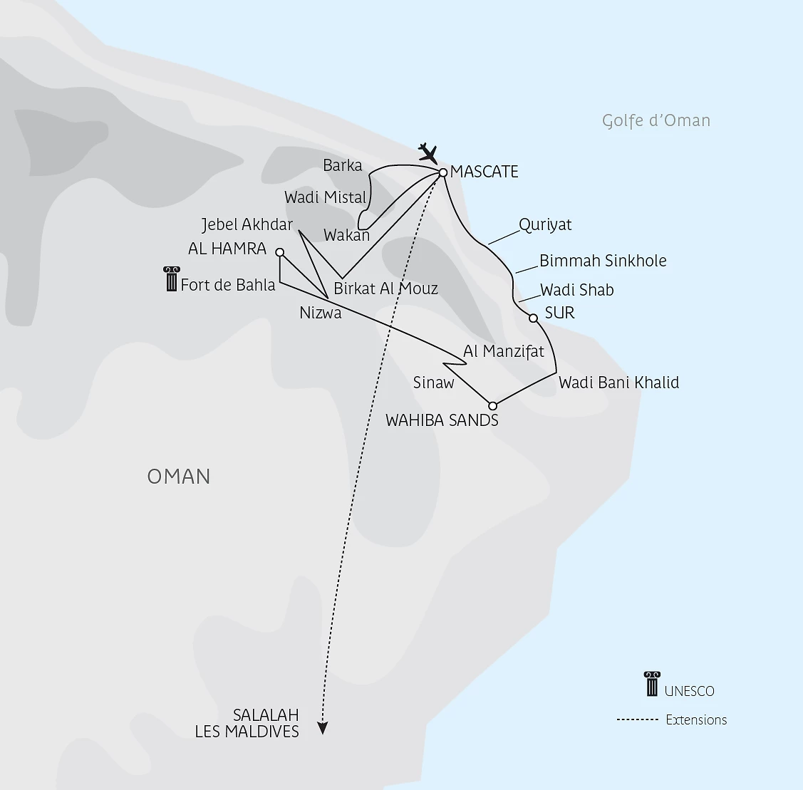 Carte Wadis et traditions omanaises en privé