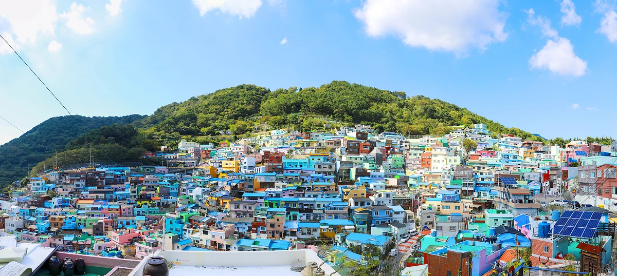 Panorama de la ville de Gamcheon, Busan, Corée du Sud