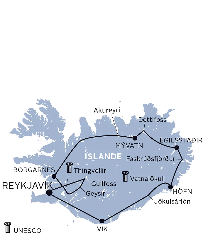 Carte Essentiel d’Islande en petit groupe
