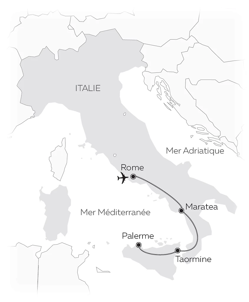 Carte Entre Rome et la Sicile en Dolce Vita Orient Express