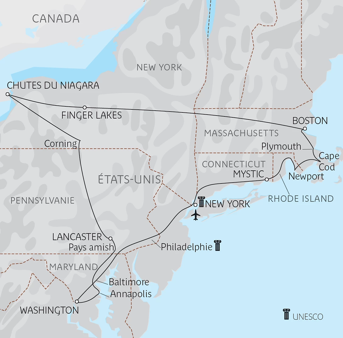 Carte Les incontournables de l’Est en privé