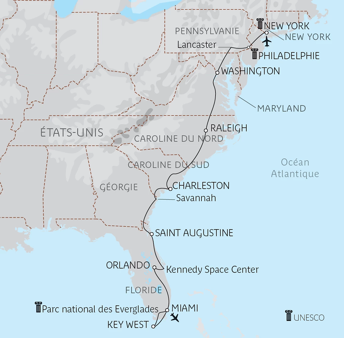 Carte De New York à Miami