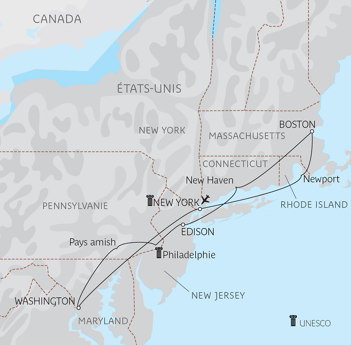 Carte Les capitales de l’Est en petit groupe