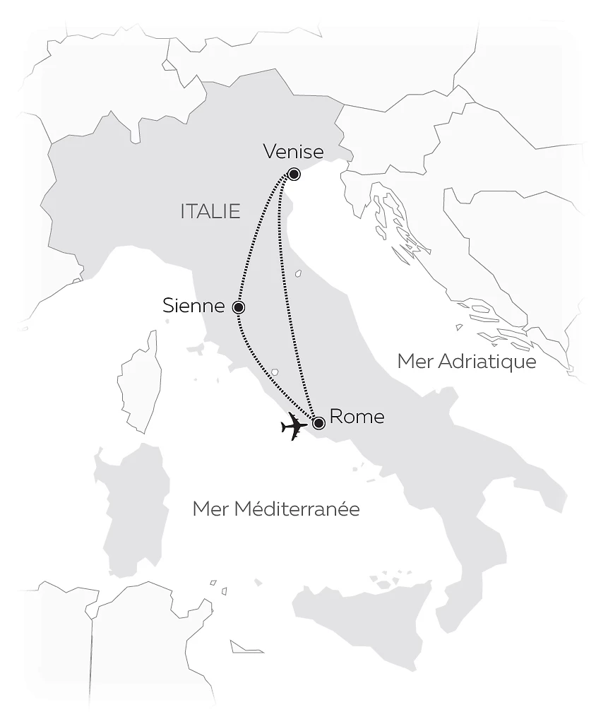 Carte Rome, Venise et Sienne en Dolce Vita Orient Express