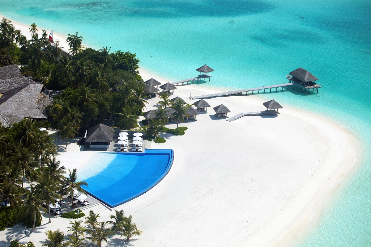 Vue aérienne de l'hôtel, Velassaru Maldives