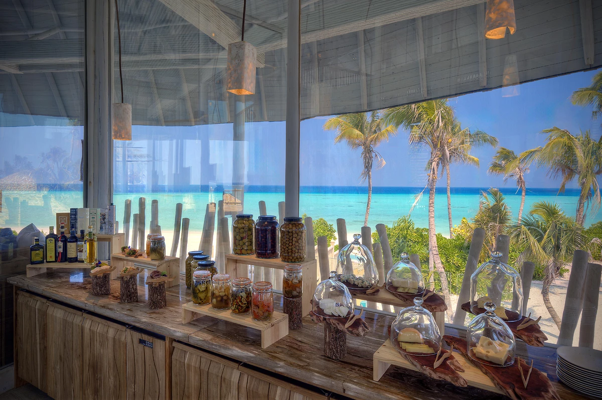 Buffet du restaurant The Living Room, Soneva Secret