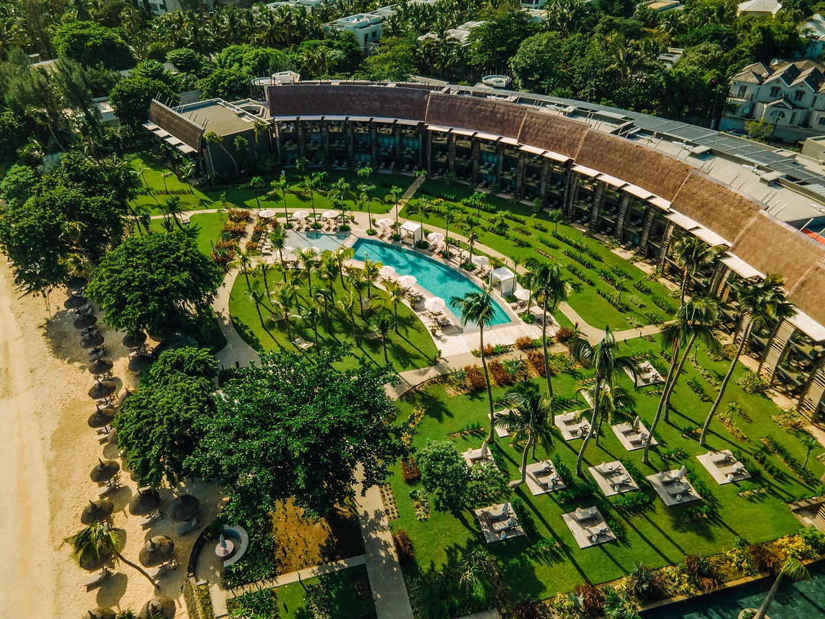 Vue aérienne de l'hôtel, LUX* Grand Baie, Île Maurice