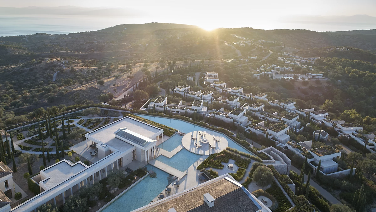 Vue aérienne de l'hôtel, Amanzoe