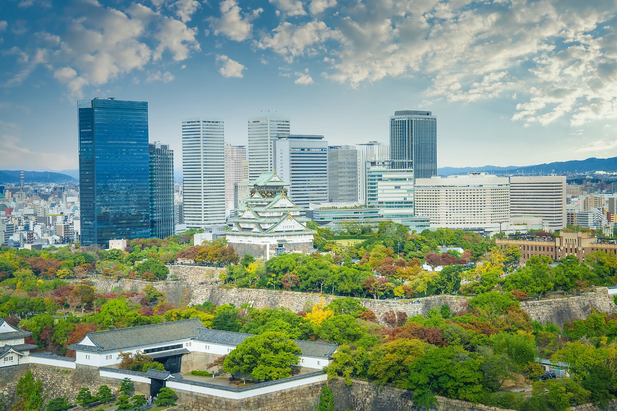 Vue du château d'Osaka, Japon