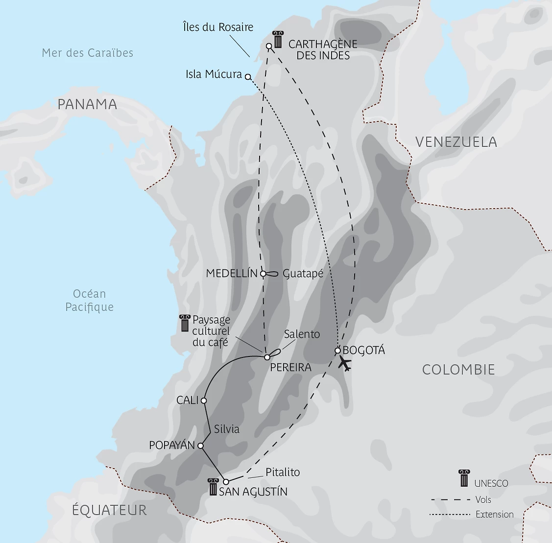 Carte Âges d’or de Colombie en privé