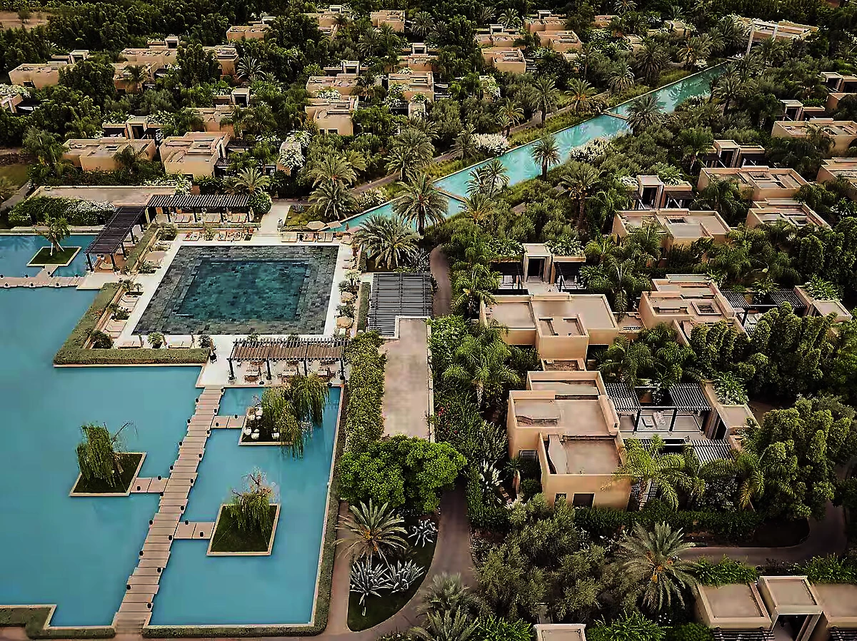 Vue aérienne, Mandarin Oriental Marrakech, Maroc