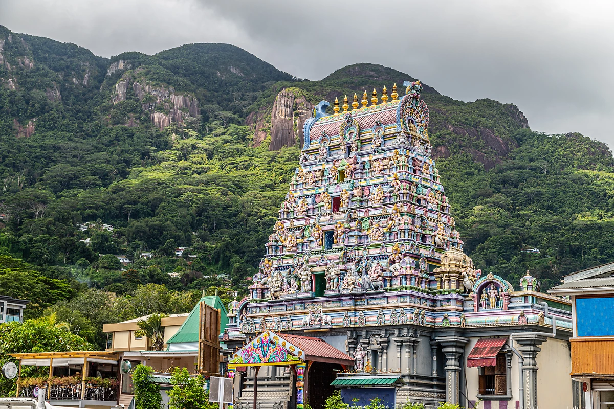 Temple hindou à Victoria, île Mahé, Seychelles