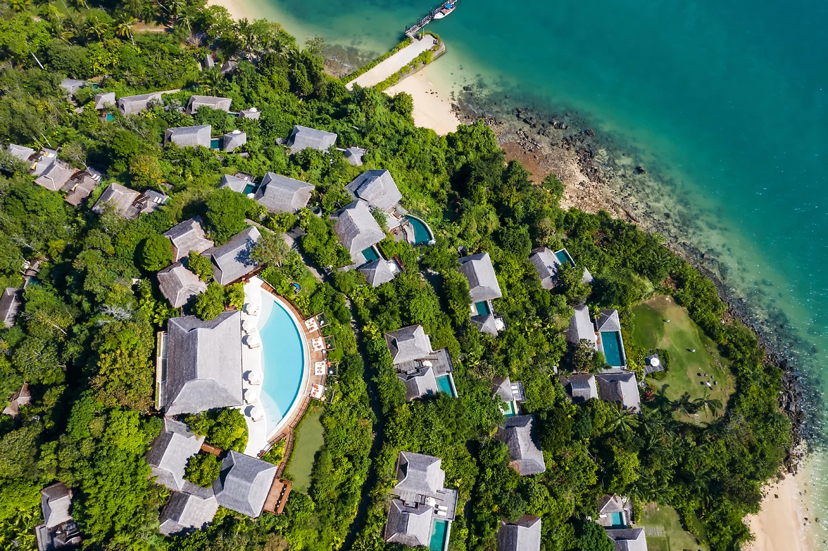 Vue aérienne de l'hôtel, Six Senses Yao Noi