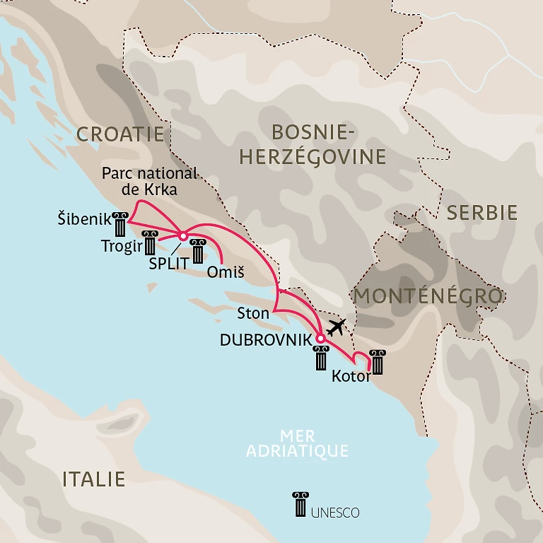 Carte La côte dalmate