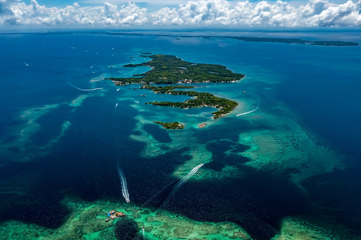 Vue aérienne de las Islas del Rosario (îles du Rosaire)