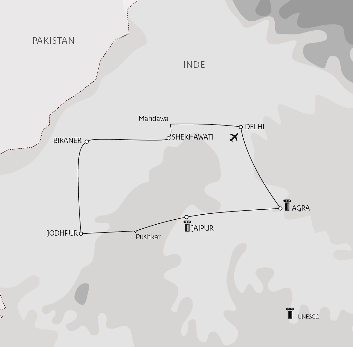 Carte Au cœur du Rajasthan