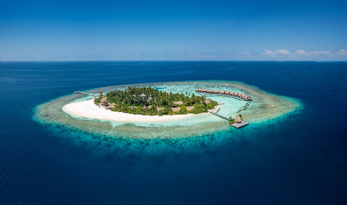 Vue aérienne Atoll d'Ari, Kandolhu Maldives, Maldives