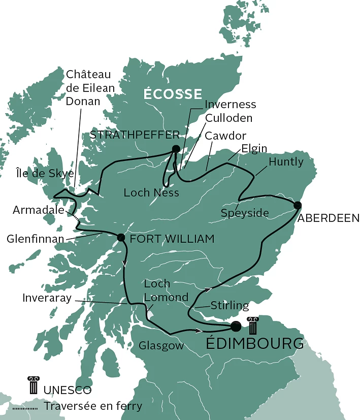 Carte Écosse, terre de châteaux en petit groupe