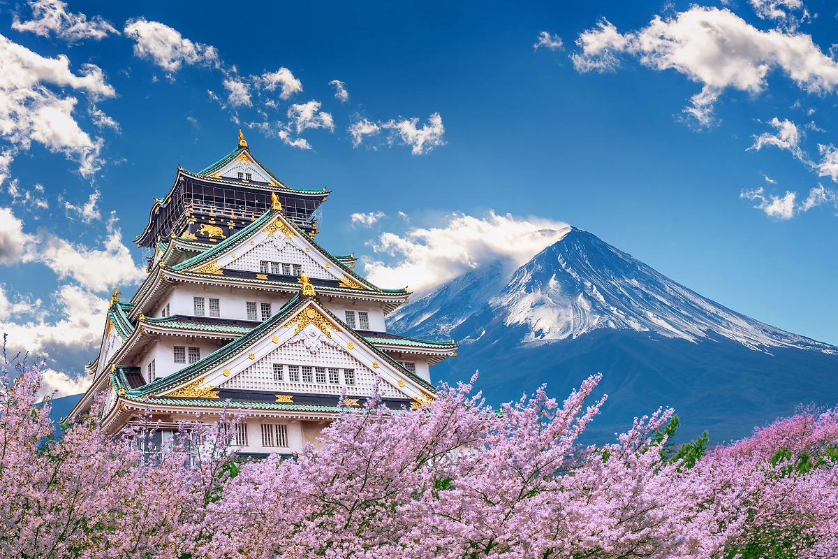 Mont Fuji et Chateau, Osaka, Japon
