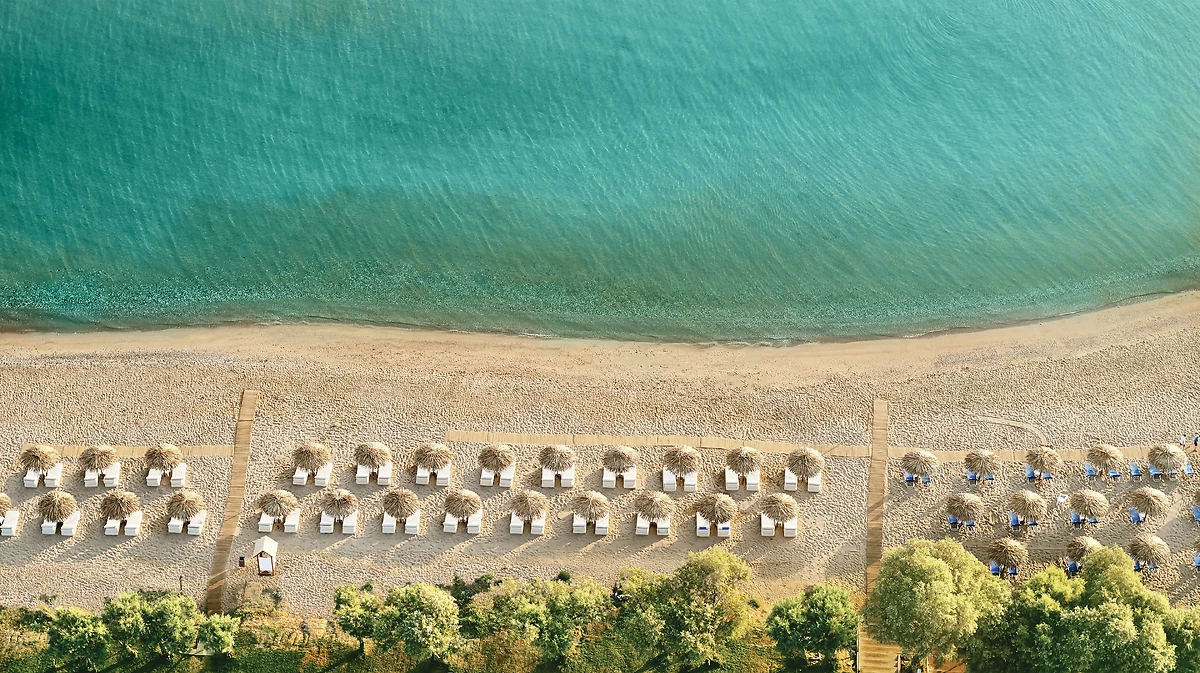 Vue aérienne de la plage de l'hôtel, Grecotel Casa Marron