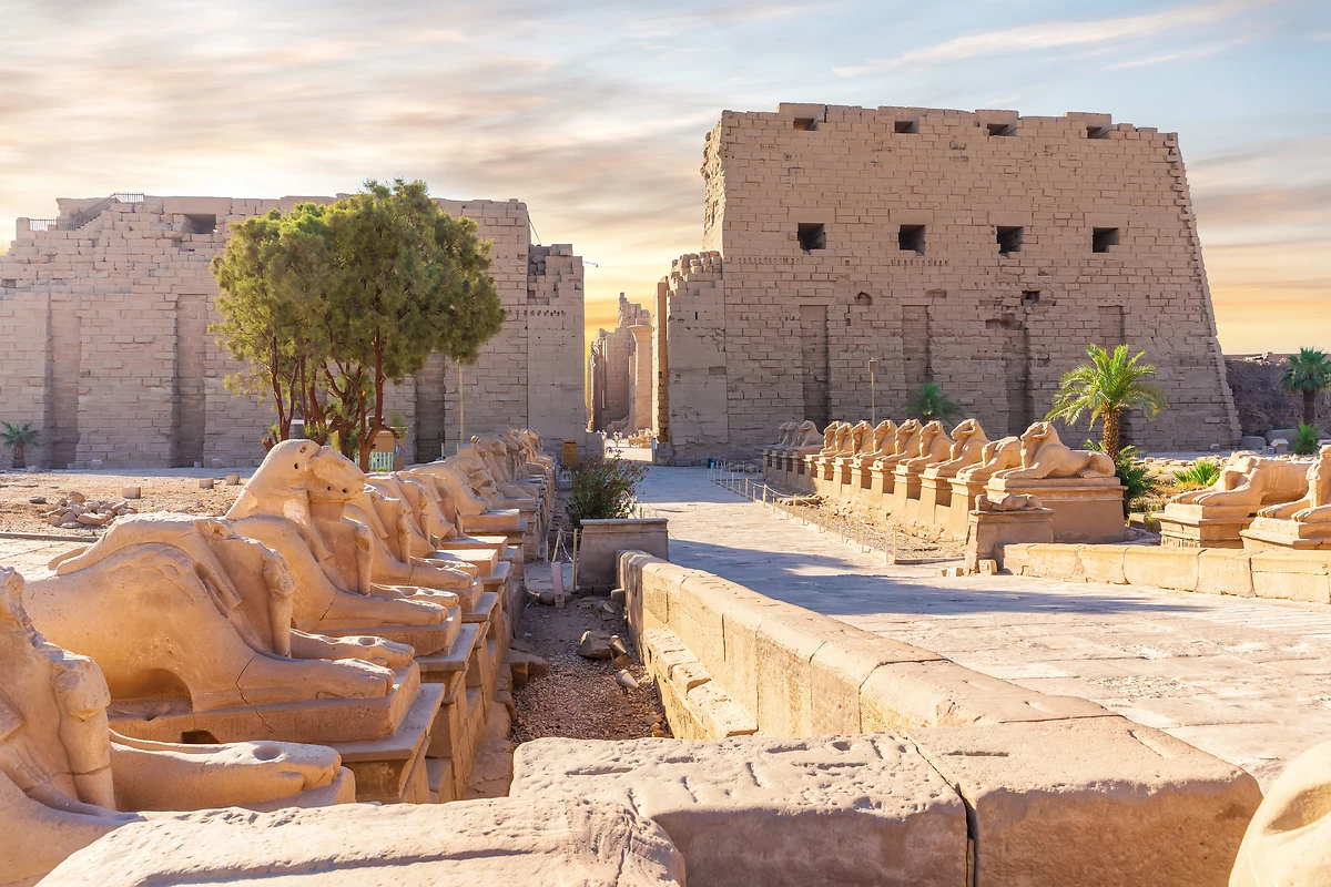 Allée des Sphinx, temple de Karnak, région de Louxor, Egypte