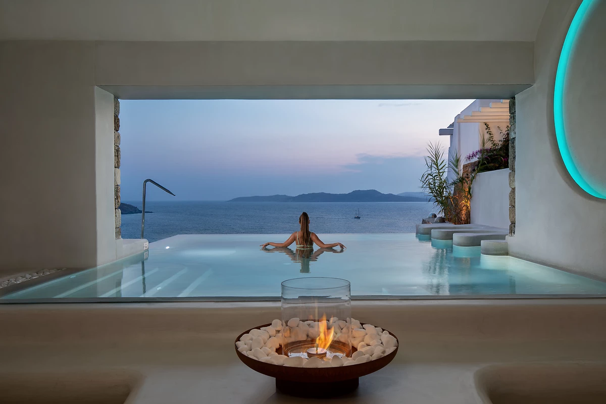 Piscine intérieure, spa de l'hôtel, hôtel Mykonos Grand