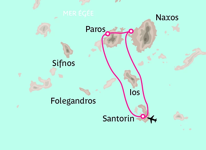 Carte Combiné Cyclades : Santorin, Paros & Naxos
