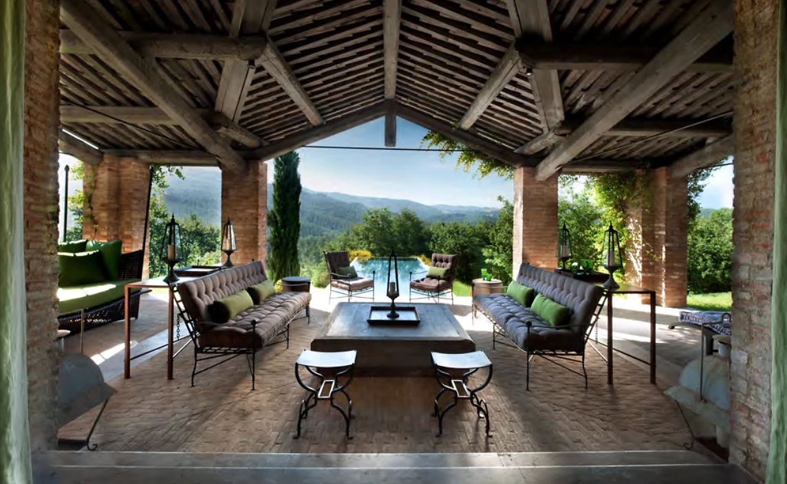 Salon extérieur, Reschio Estate