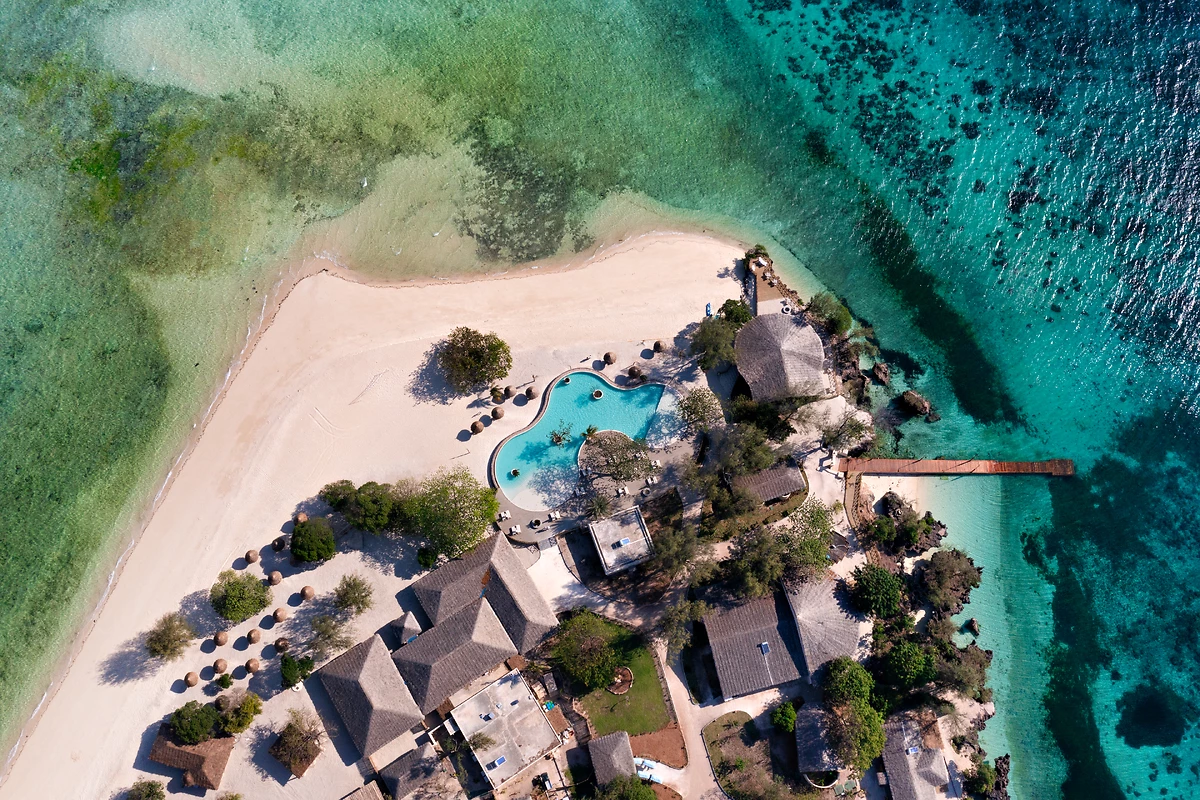 Vue aérienne de Bawe Island Resort, Zanzibar, Tanzanie