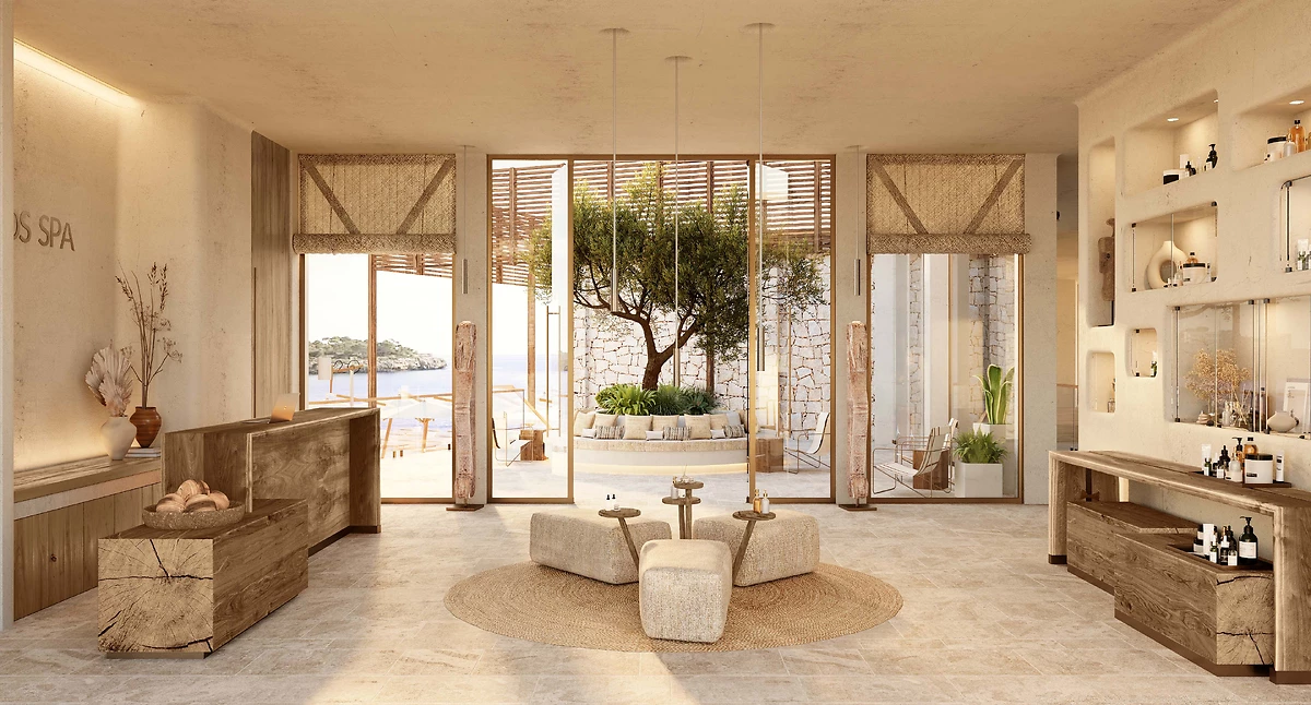 Accueil du spa de l'hôtel, hôtel Ikos Porto Petro