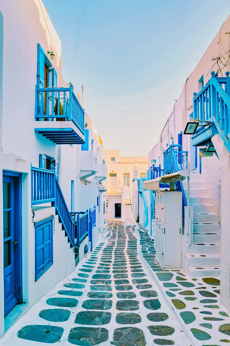 Rue de la vieille ville de Mykonos, Mykonos, Grèce