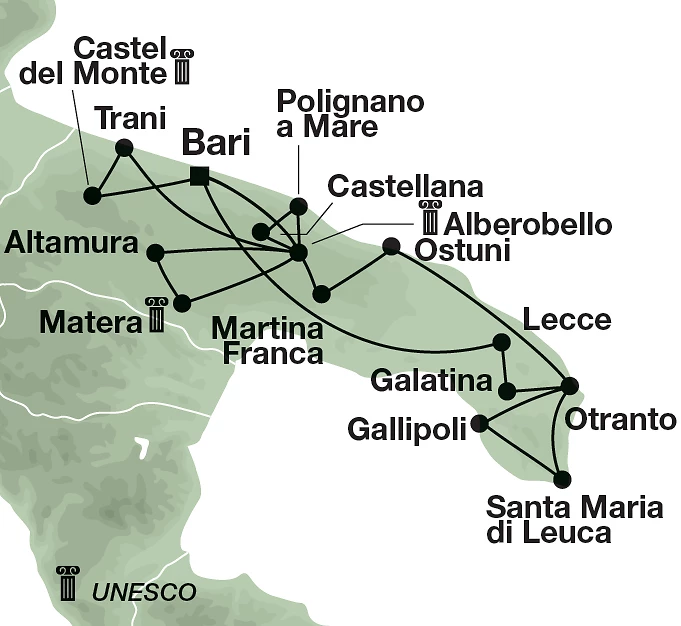 Carte Trulli e Sassi – Arrivée à Brindisi