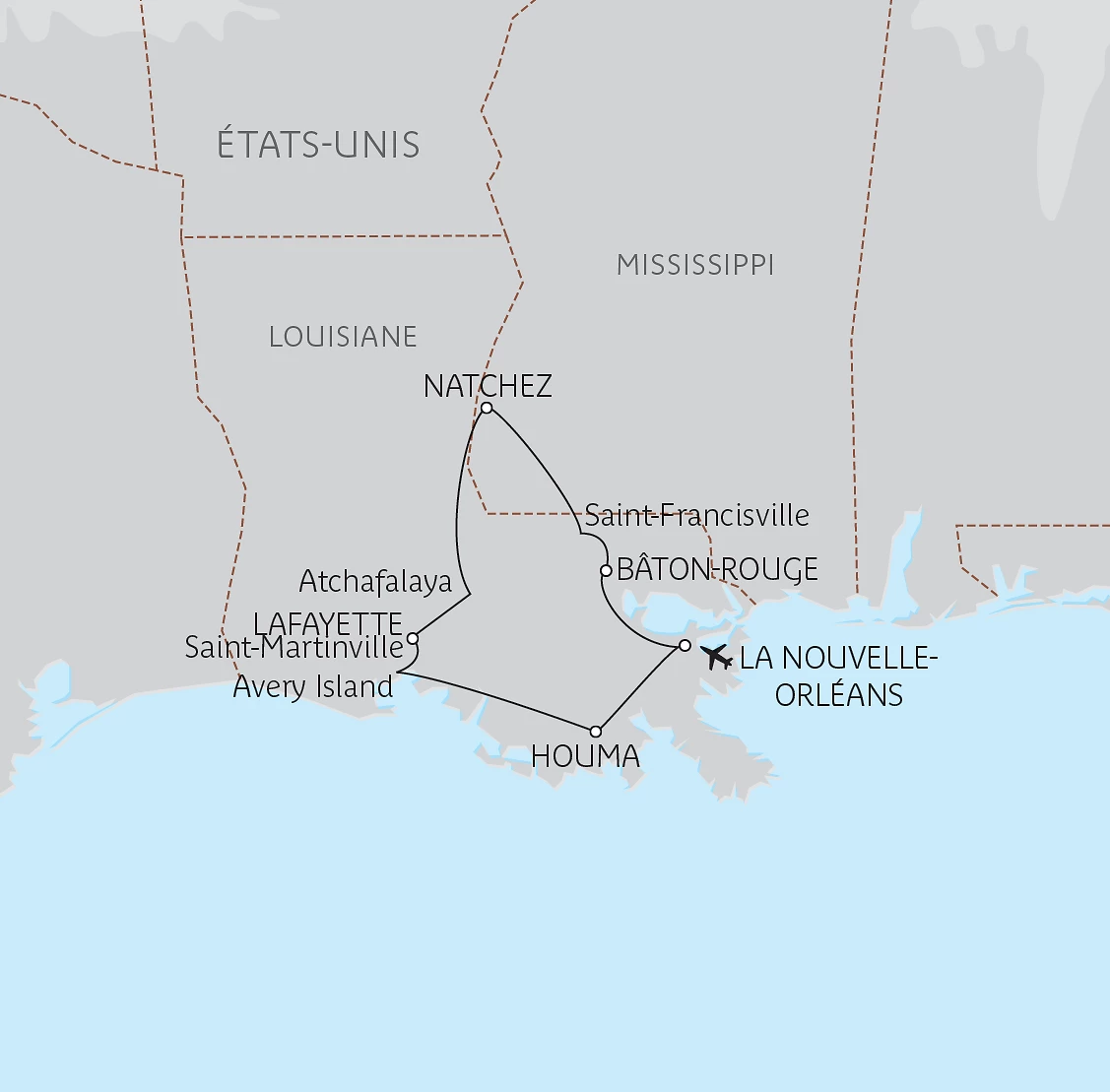 Carte Bayous et plantations