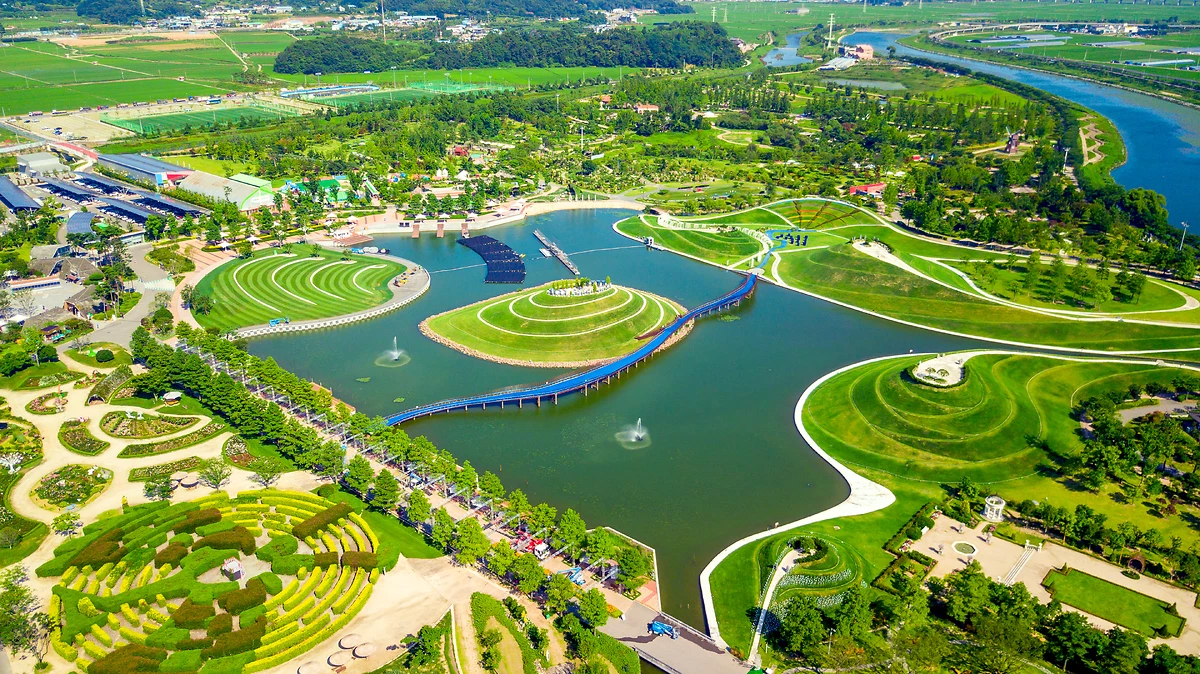 Vue aérienne de la ville de Suncheon, Corée du Sud