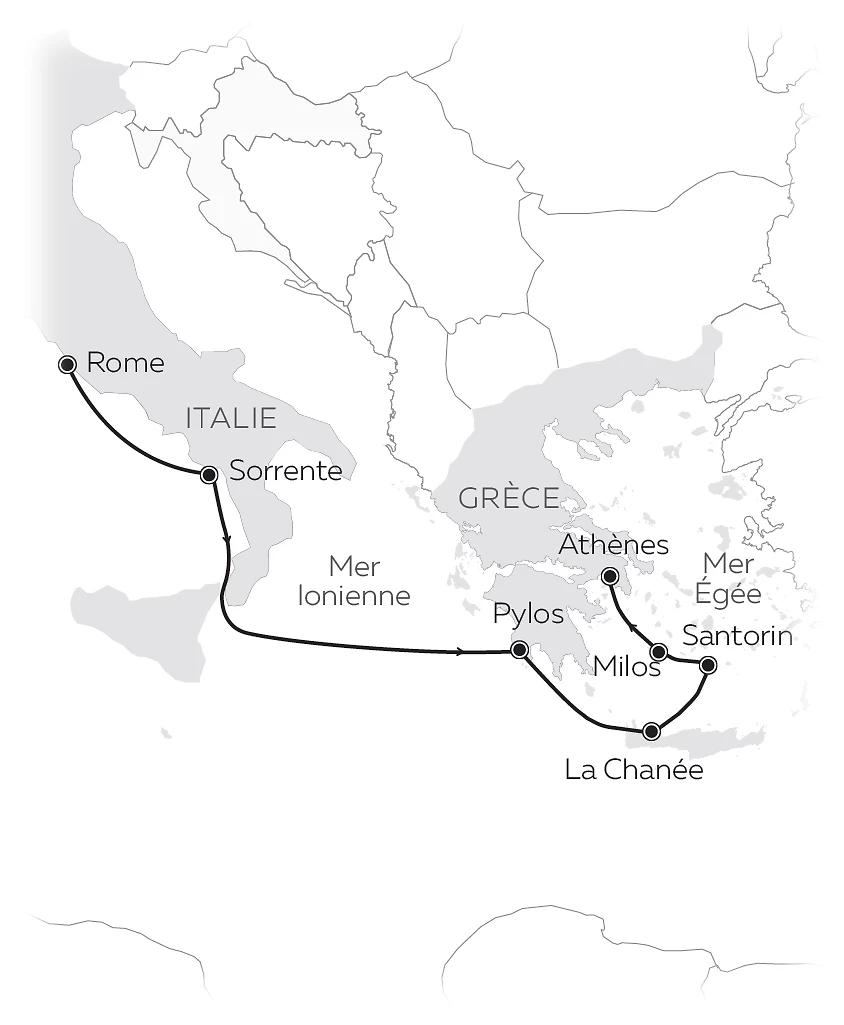Carte Yachting de Rome à Athènes