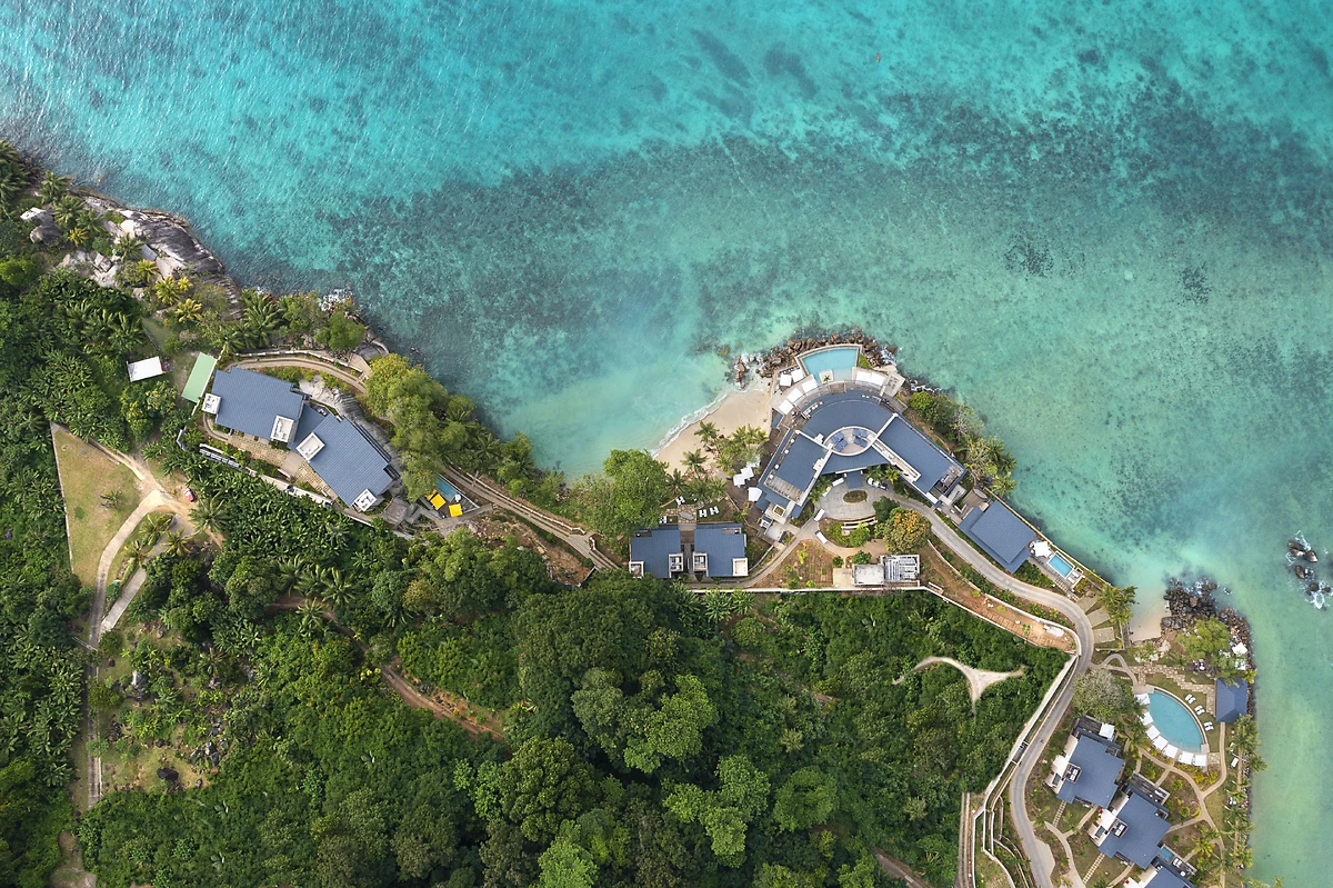 Vue aérienne Mango House Seychelles, LXR Hotels & Resorts, Seychelles