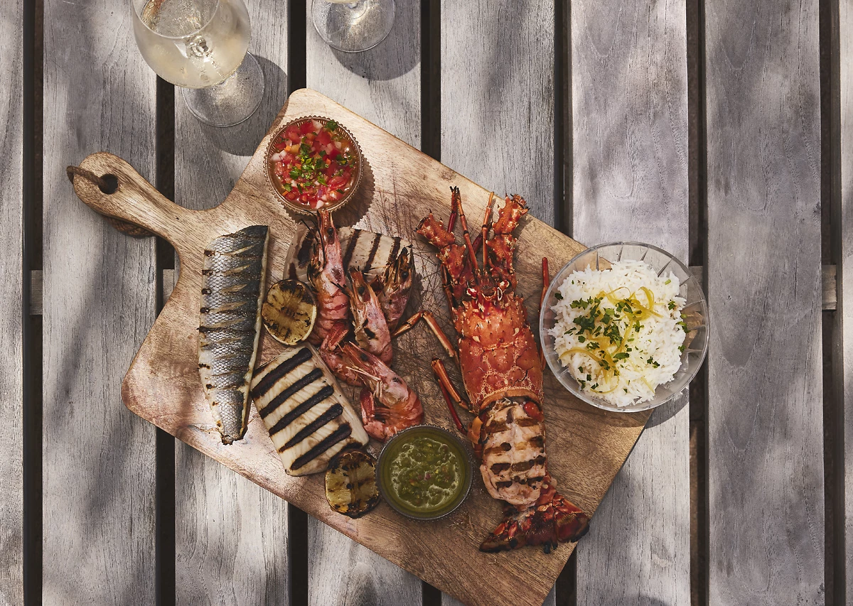 Plat servis dans l'un des restaurants de l'hôtel, Rosewood Le Guanahani St. Barth