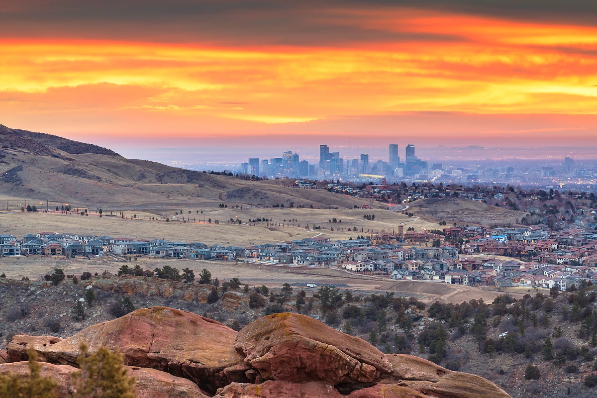 Vue sur Denver depuis Red Rocks, Colorado