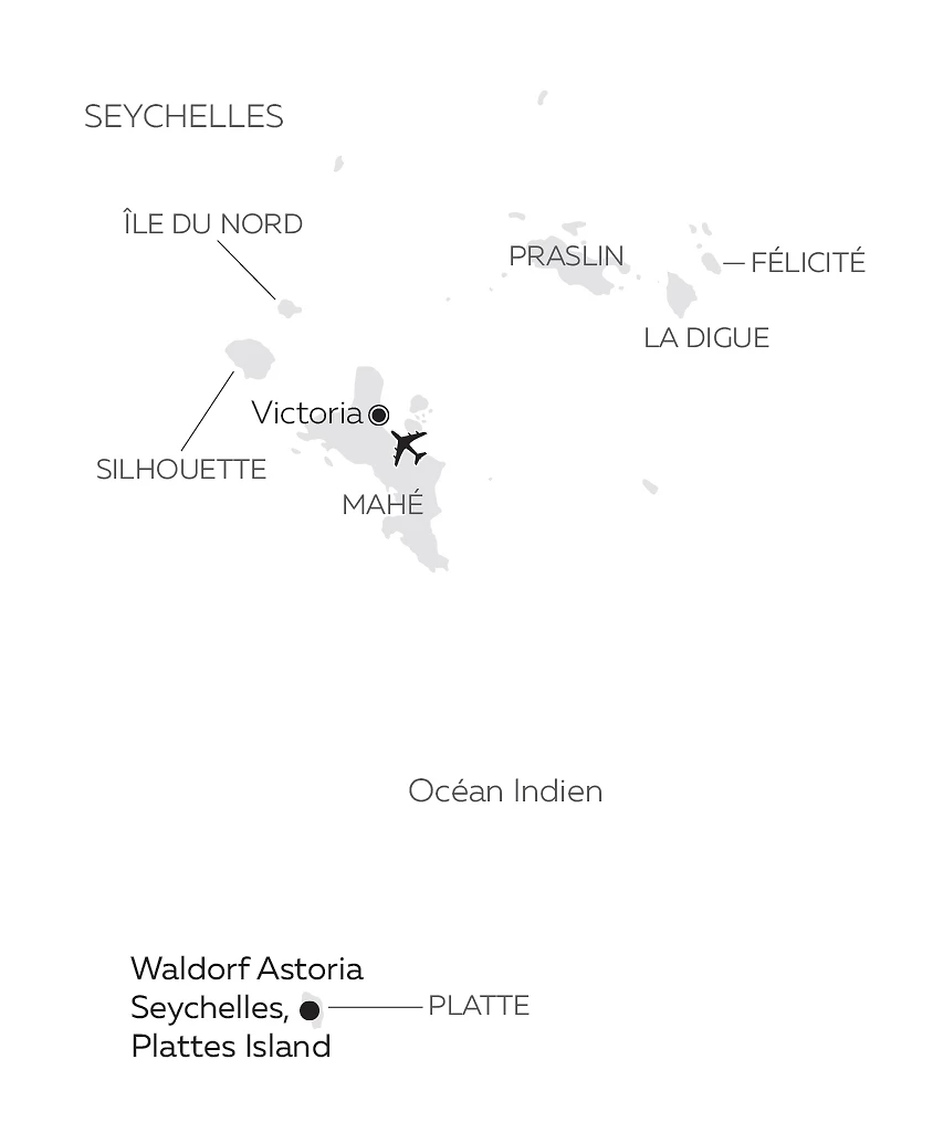 Carte Waldorf Astoria Seychelles Platte Island