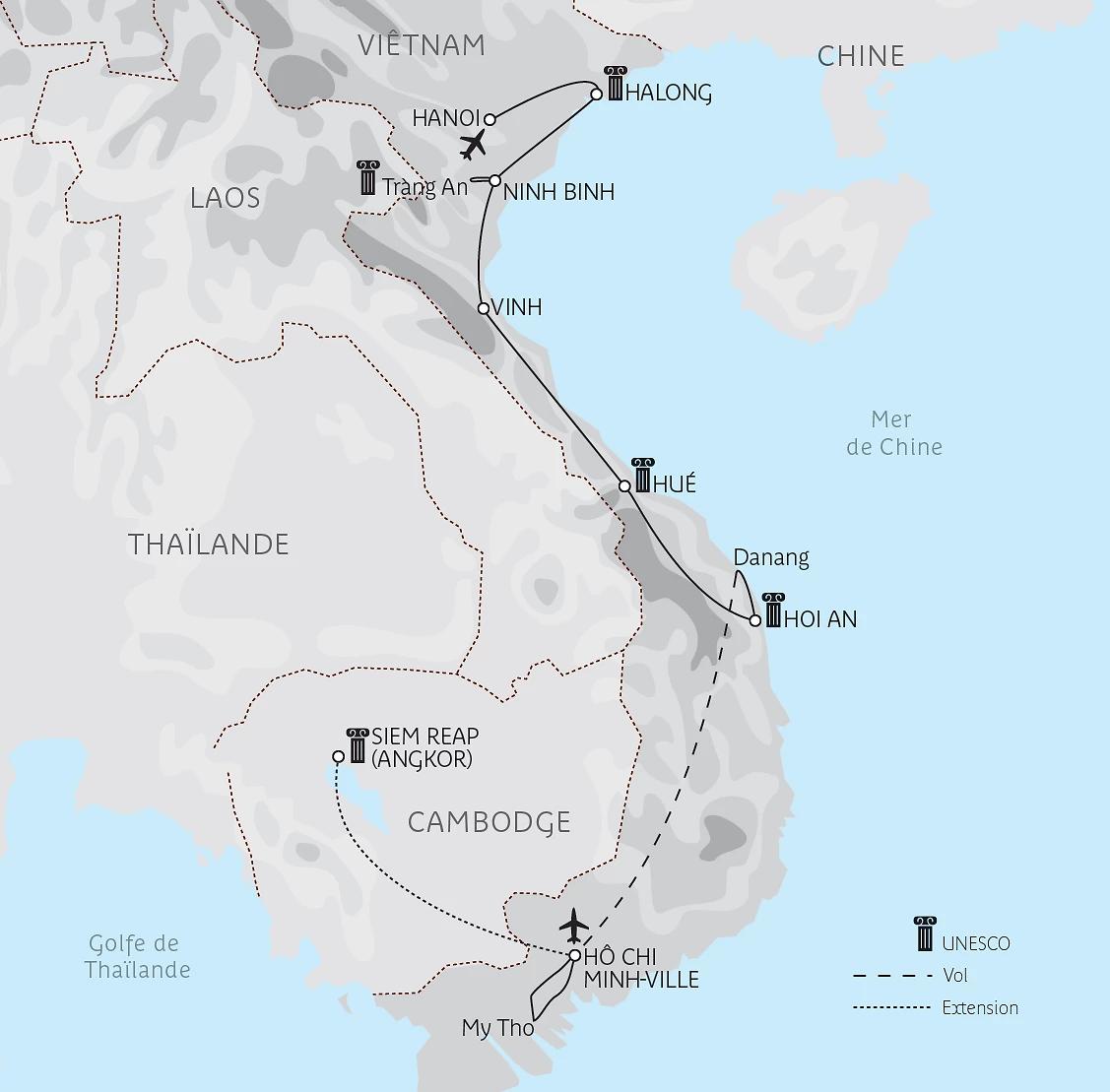 Carte Grand tour du Viêtnam