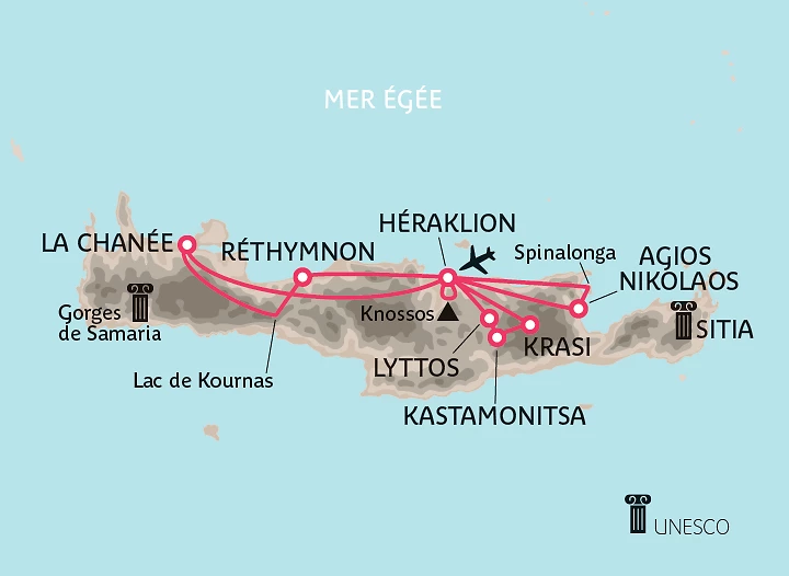 Carte Découverte de la Crète (en hôtel 3*)